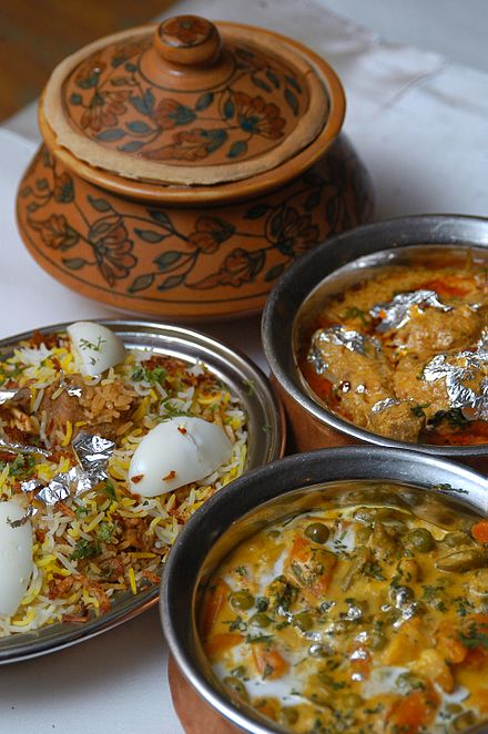 Hyderabadi biryani along with other Hyderabadi cuisine