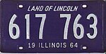 Illinois 1964 license plate - Number 617 763.jpg