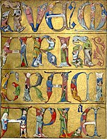 Libro d'ore di Charles d'Angoulême (dettaglio): prime lettere dell'Ave Maria.