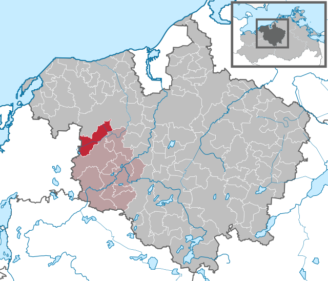 Elhelyezkedése Mecklenburg-Elő-Pomeránia térképén