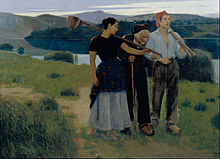 Returning from the Plot by Joan Llimona; demonstrates his mastery of technique associated with painting the outdoors Joan Llimona - Returning from the Plot - Google Art Project.jpg