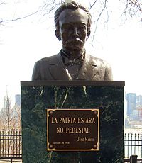 Monument of Martí in West New York, NJ. Translated, it reads The Fatherland is an altar, not a stepping stone.
