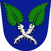 Herb miejscowości Křenovice, Czechy (chrzan pospolity)