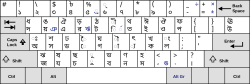 Bangla Shahidlipi layout by Saifuddahar Shahid. In this layout figure, only primary characters are shown. KB-Bengali-Shahidlipi.svg