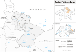 Mapa de la región de Prättigau / Davos