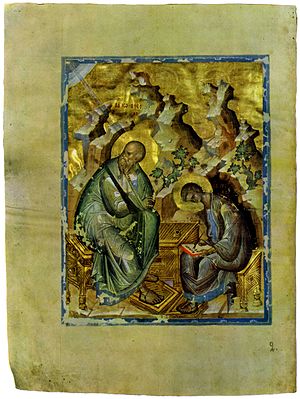 El Apóstol Juan el Teólogo con su discípulo Prócoro