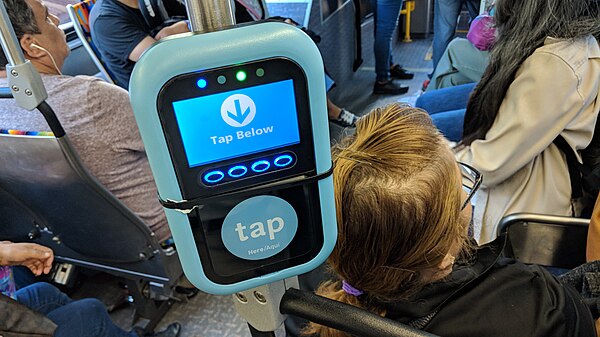A TAP reader on a Metro bus