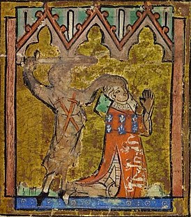 La ejecución de Thomas Lancaster.  Ilustración en el manuscrito del Libro de Horas (circa 1330)