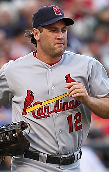 Lance Berkman, however, hit the tying single in the Cardinals' half of the 10th inning. Lance Berkman on June 29, 2011.jpg