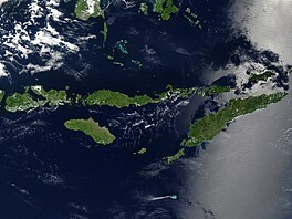 Satellite image of the Lesser Sunda Islands, with the Savu Sea in the centre