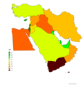 Thumbnail for File:Life expectancy map -Middle East -2021.png