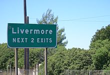 A sign on the I-580 freeway in Livermore Livermore freeway sign.JPG