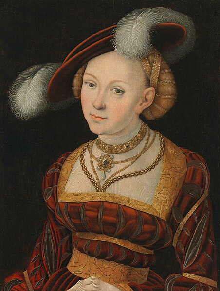 File:Lucas Cranach (I) - Weibliche Halbfigur mit Federhut (Aschaffenburg).jpg