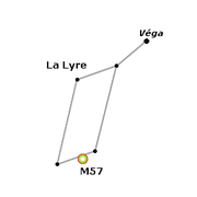 Localisation de M57 dans la constellation de la Lyre.