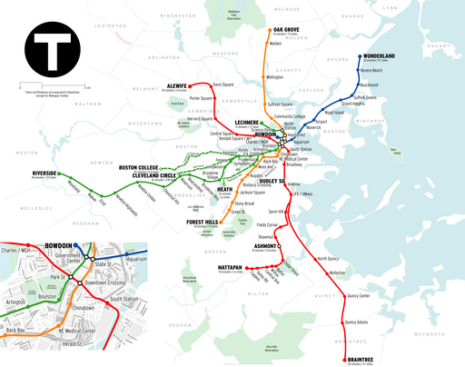 MBTA Boston subway map
