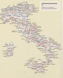 Mappa delle celebrazioni mariane in Italia