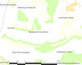 Mapa obce Malaincourt-sur-Meuse