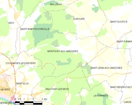 Mapa obce Montigny-aux-Amognes