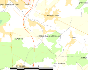 Poziția localității Hesdigneul-lès-Boulogne