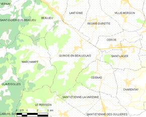 Poziția localității Quincié-en-Beaujolais