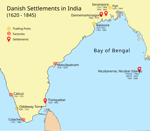 Datei:Map of Danish Settlements in India (1620 - 1845).svg