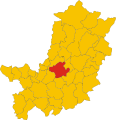 Map of comune of Florence (red), Città Metropolitana di Firenze (yellow)