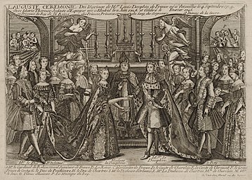 Marriage of Louis, Dauphin of France to Marie Thérèse Raphaëlle, Infanta of Spain in 1745 at Versailles.jpg