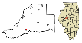 Mason County Illinois Incorporated and Unincorporated areas Kilbourne Highlighted.svg