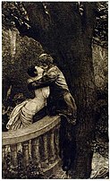 "נשיקה בפארק", מתוך הסדרה "אהבה", אופוס X, מס'. 4 (1887), תחריט ותצריב, 45.4 על 27.4 ס"מ.