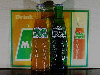 Old orange and lima Mirinda bottles