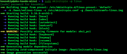 mkinitcpio, a program to generate initramfs on Arch Linux and related distributions Mkinitcpio 31 screenshot.png