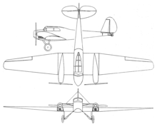 Mohawk M2-C 3-view drawing from Aero Digest May 1929 Mohawk M2-C 3-view Aero Digest May 1929.png