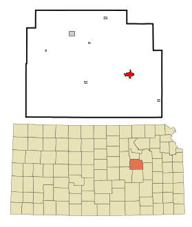 Morris County Kansas Incorporated and Unincorporated areas Council Grove Highlighted.svg