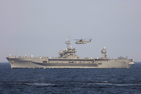 British Merlin helicopter overhead during BALTOPS 20