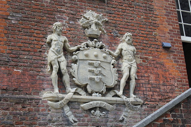 Full coat of arms, with crest and supporters, at the Tower of London