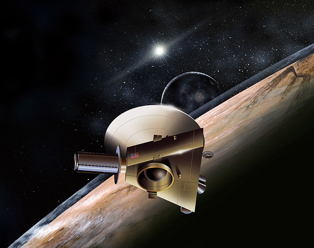 Early concept art of the New Horizons spacecraft. The mission, led by the Applied Physics Laboratory and Alan Stern, eventually became the first missi