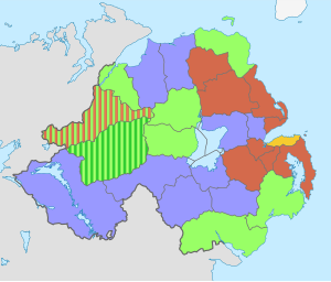 Pohjois -Irlannin paikallisvaalit, 1981 (suurin puolue). Svg