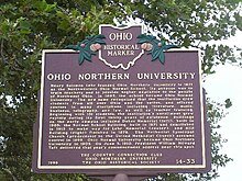 An Ohio historical marker outlining the institution's history ONU Marker.jpg