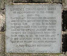 Monument to Lawrence 'Titus' Oates, close to Holy Trinity Church, Meanwood, Leeds OatesSignMeanwood.jpg