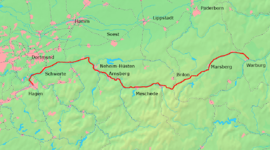Route of the Upper Ruhr Valley Railway
