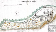 Map of Okhotskoy Ostrog, ink drawing, 1737