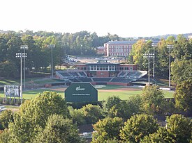 Hayes Stadium has been the home of the 49ers' baseball team since 1984. A major renovation finished in 2008. Outside UNC Charlotte Hayes Baseball Stadium.jpg