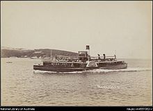 the Paddle Wheel Manly Ferry Narrabeen which sunk the SS Kate Passengers on-board the ferry Narrabeen, Australia.jpg