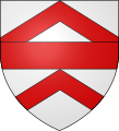 Arms of Pecche: Argent, a fess between two chevrons gules