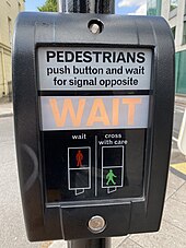 A pelican crossing control panel Pedestrian crossing WAIT sign.jpg