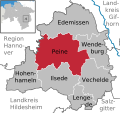 Lage der Stadt Peine im Landkreis Peine