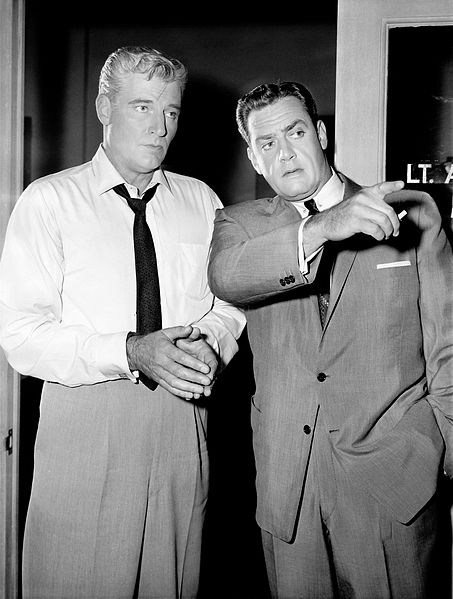 William Hopper and Raymond Burr in the CBS-TV series Perry Mason (1957–1966)