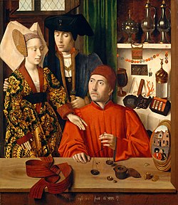 Petrus christus, sant'eligio nella bottega di orafo 01.jpg