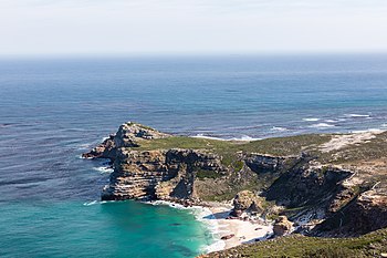 The Cape of Good Hope looking towards the west, from the coastal cliffs above Cape Point, overlooking Dias beach Playa Dias, Cape Point, Sudafrica, 2018-07-23, DD 103.jpg