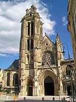 Pontoise (95), Kathedrale Saint-Maclou, Westfassade, von der Rue de la Coutellerie.jpg